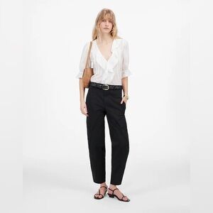 Madewell Women’s The Barrel-Leg Utility Pant in Garment-Dyed Twill Size 2 Black
